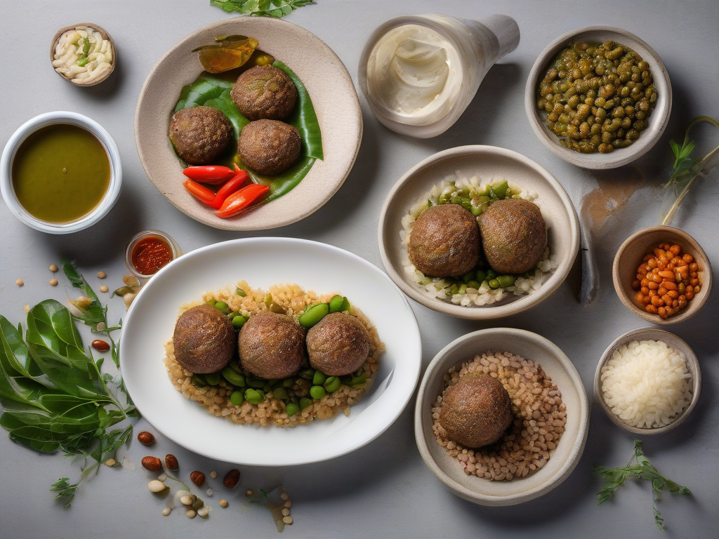 Kibbeh de Cordeiro com Legumes Frescos e Arroz Sírio