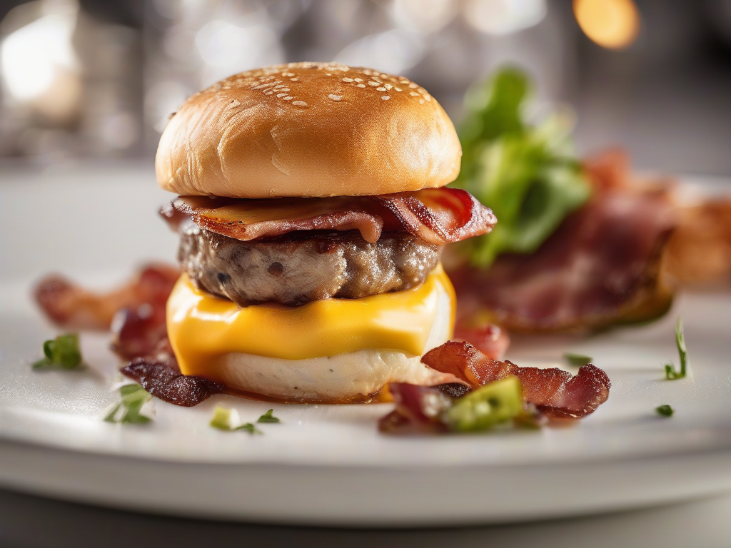 Hamburguer Gourmet de Carne com Queijo Cheddar e Bacon