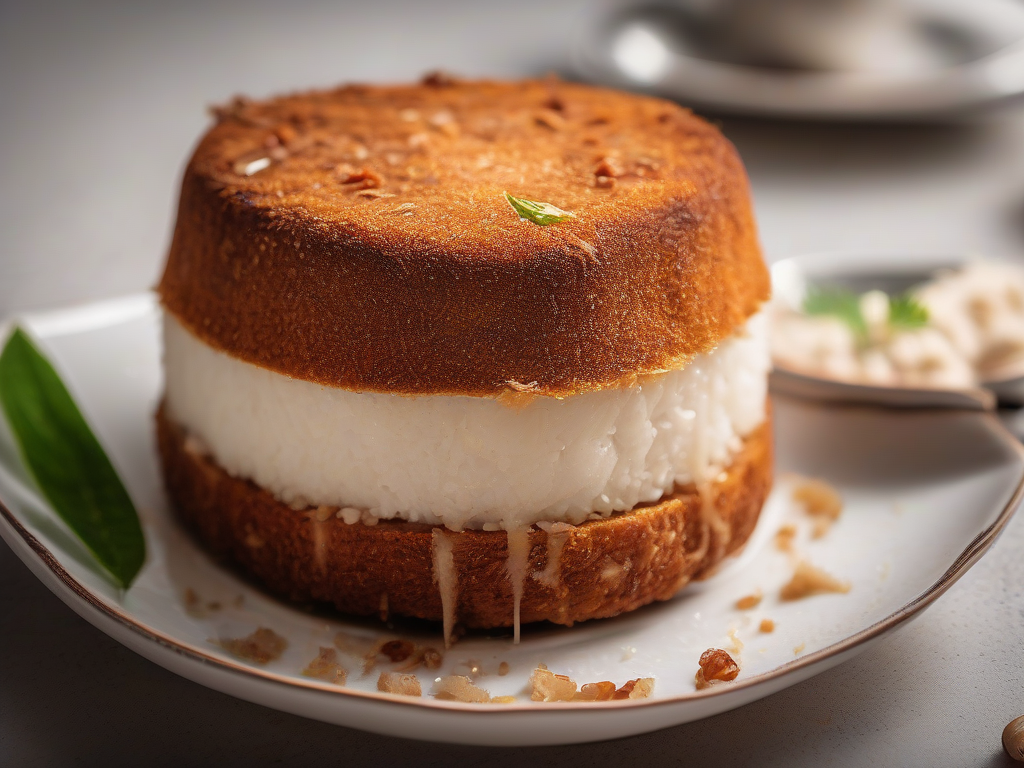 Torta Fina de Coco com Manga e Nozes
