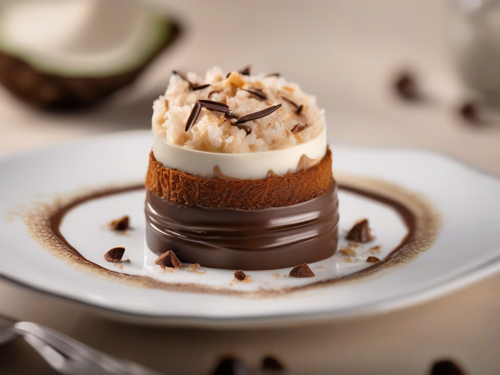Torta de Creme de Coco com Nozes e Chocolate