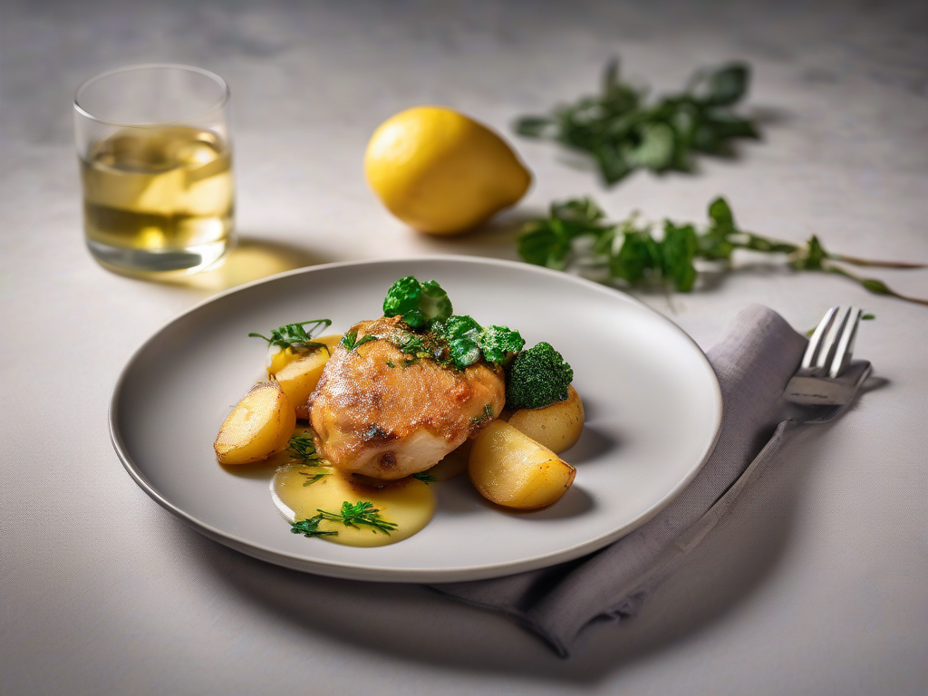 Pollo al Limone con Patatas y Espinacas
