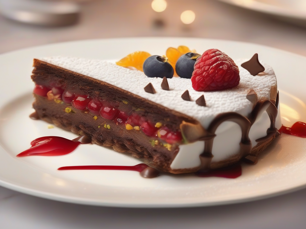 Torta de Chocolate com Nozes e Frutas Vermelhas