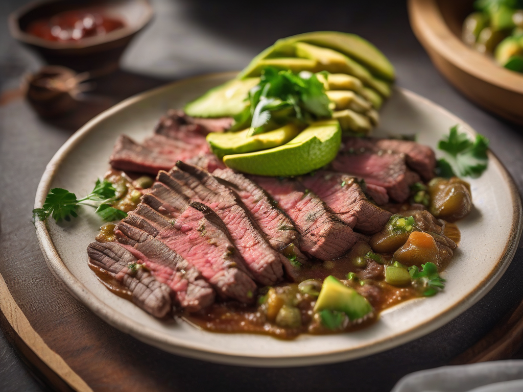 Carne Asada com Salsa de Manga e Abacate