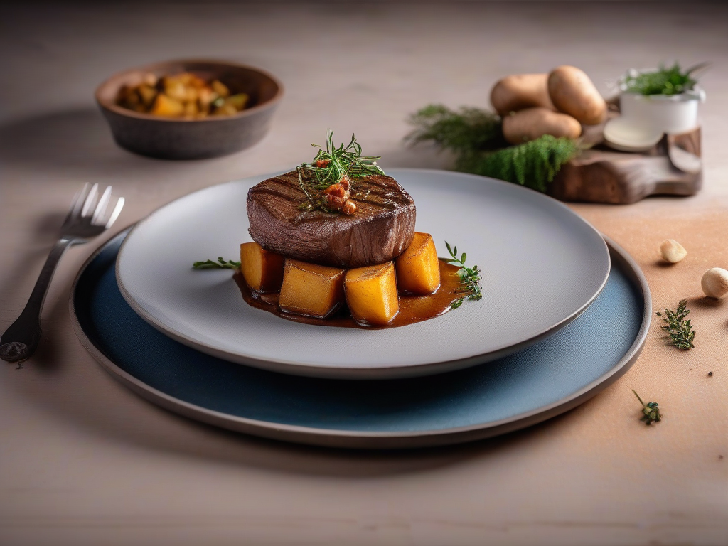 Bife de Costela com Purê de Batata e Ervas