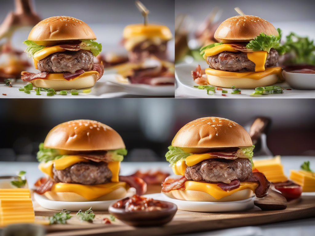 Burger de Carne com Queijo Cheddar e Bacon