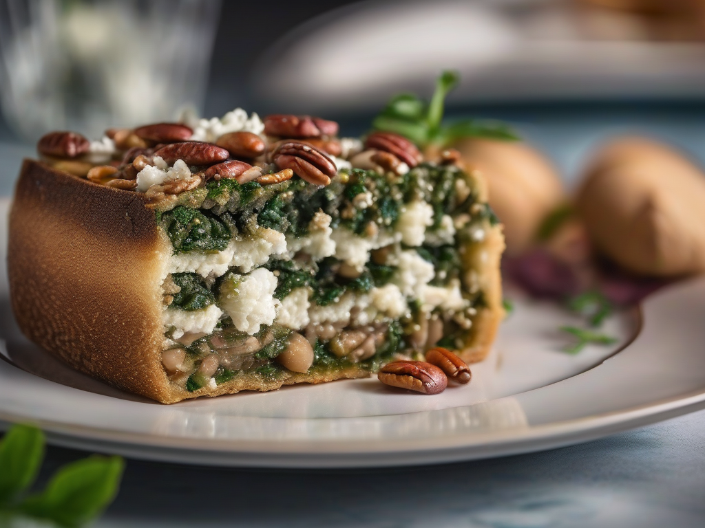Torta de Espinafre com Feta e Nozes Pecan