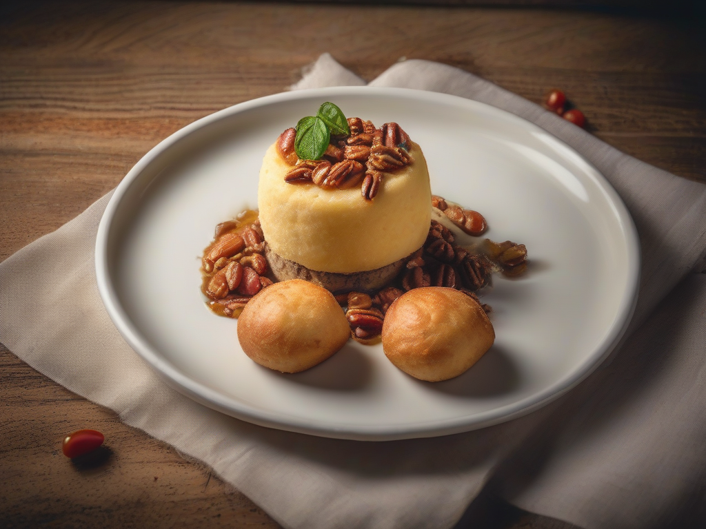 Torta de Queijo com Nozes Pecan e Molho de Tomate
