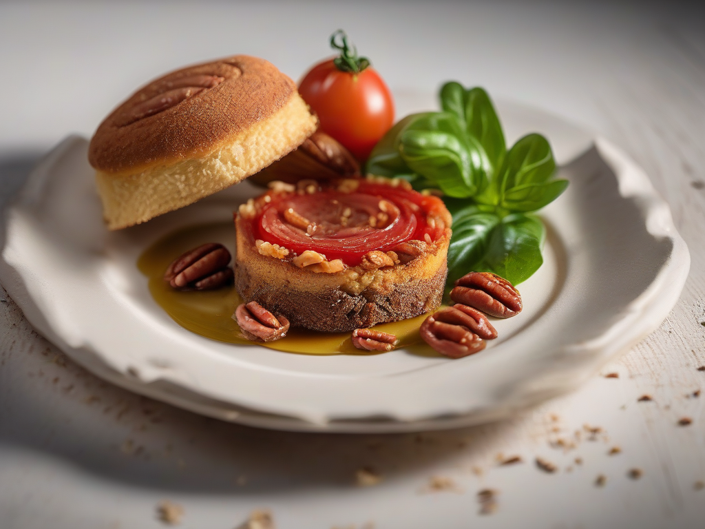 Torta de Abobrinha com Nozes Pecan e Molho de Tomate