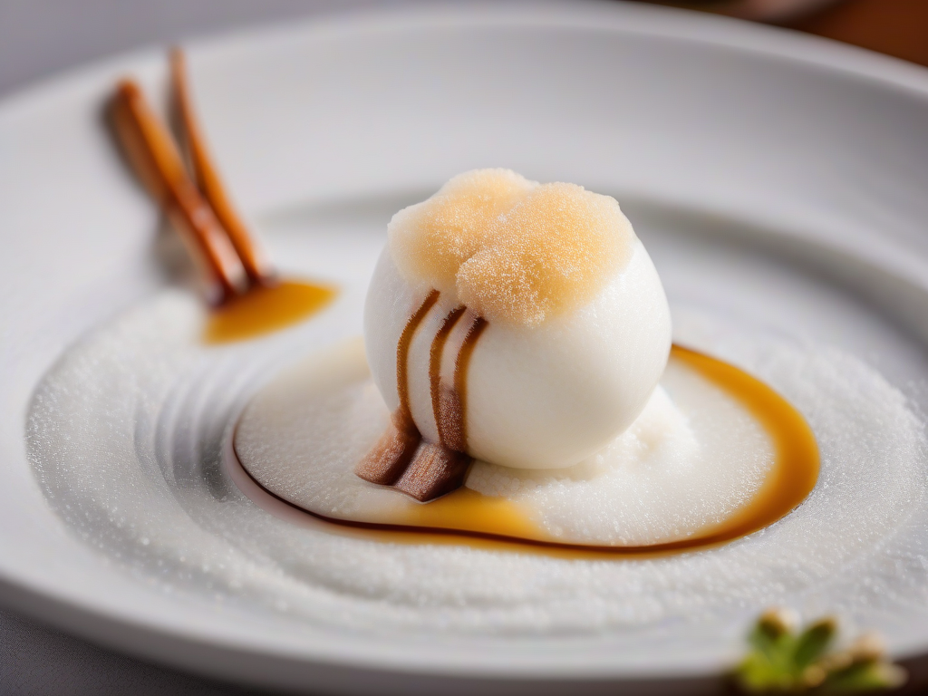 Mochi de Coco com Sorvete de Manga e Leite de Coco