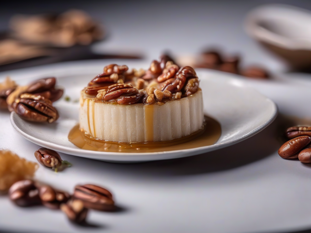 Bolo de Fubá com Nozes Pecan e Caramelo