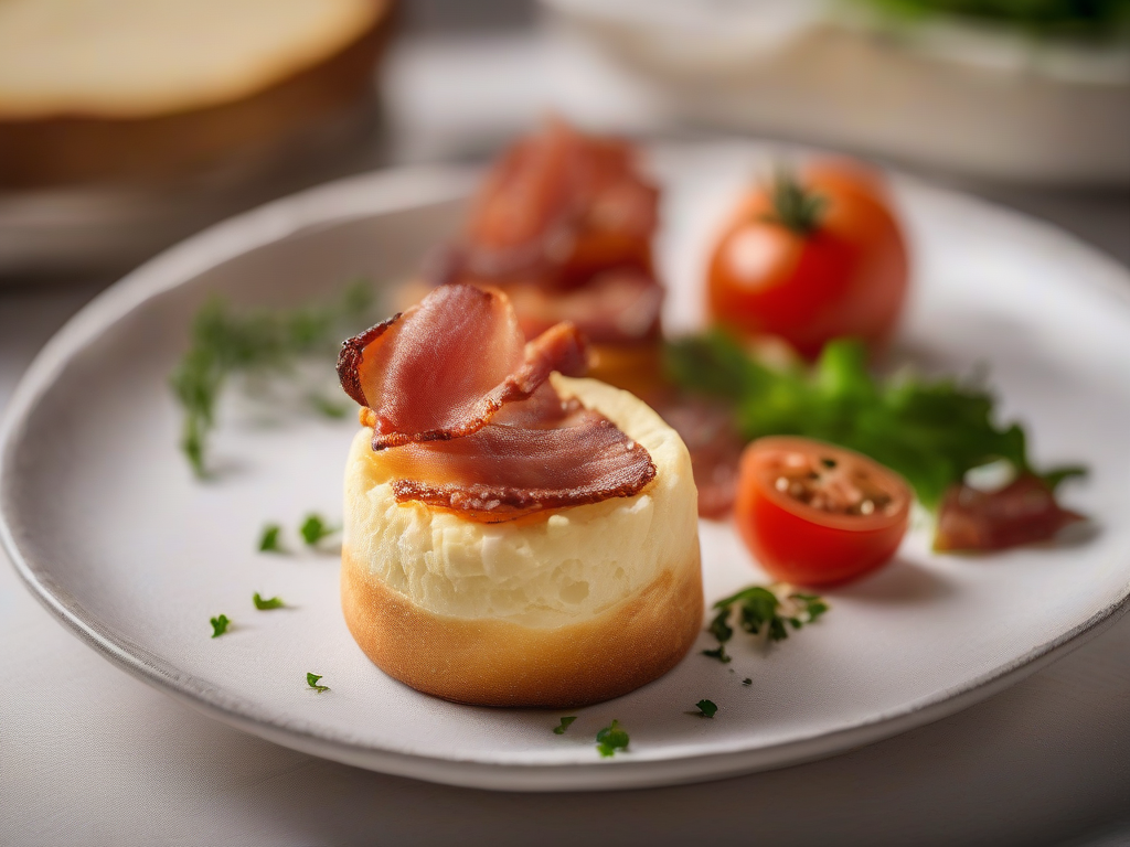 Torta de Queijo com Bacon e Molho de Tomate