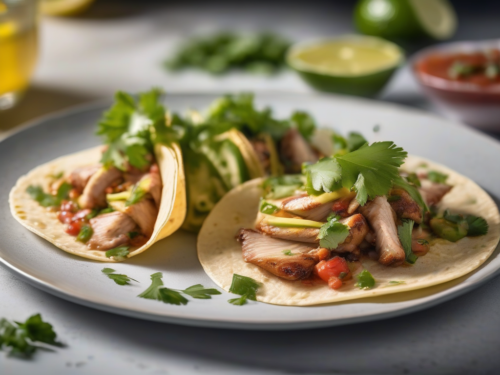 Tacos de Frango com Salsa de Limão e Cilantro