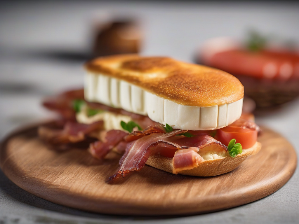 Torta de Queijo com Bacon e Molho de Tomate