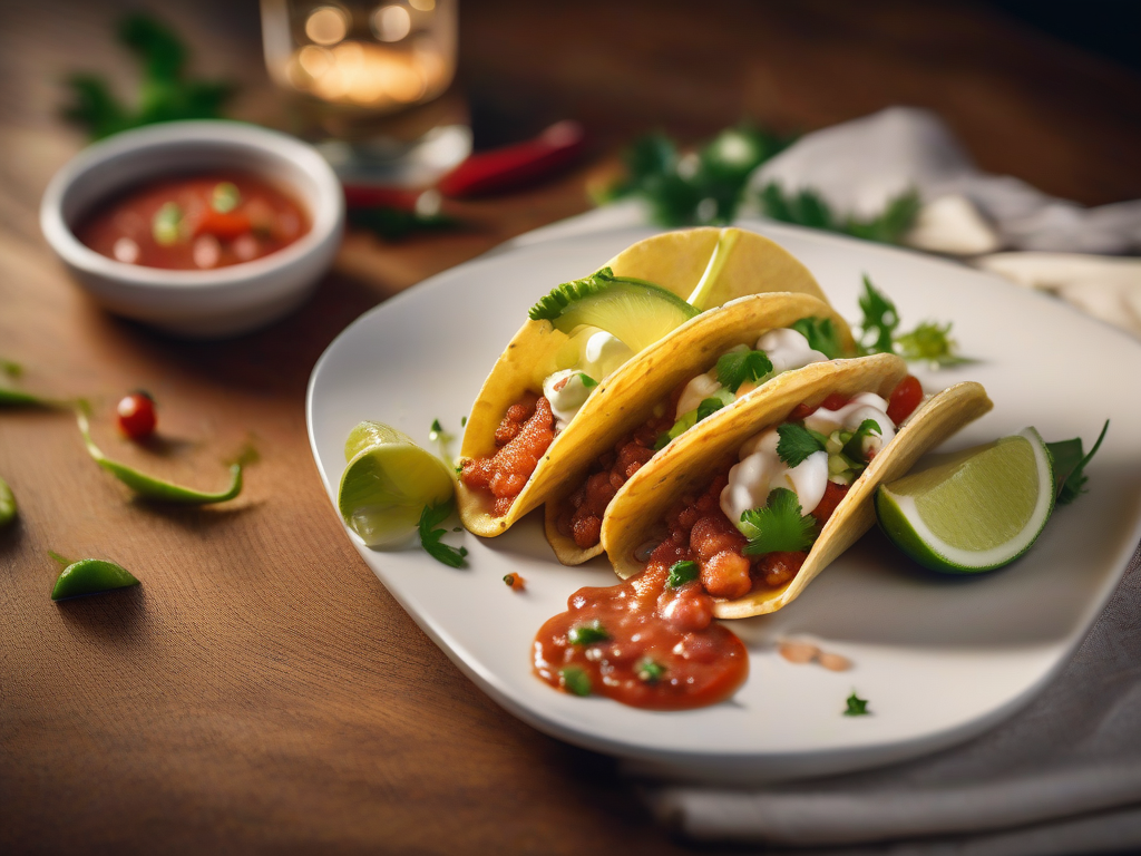 Tacos de Camarão com Salsa de Abacate