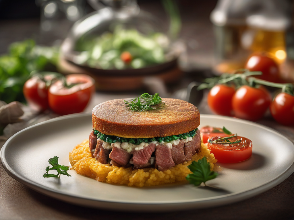 Torta de Carne com Molho de Tomate e Espinafre
