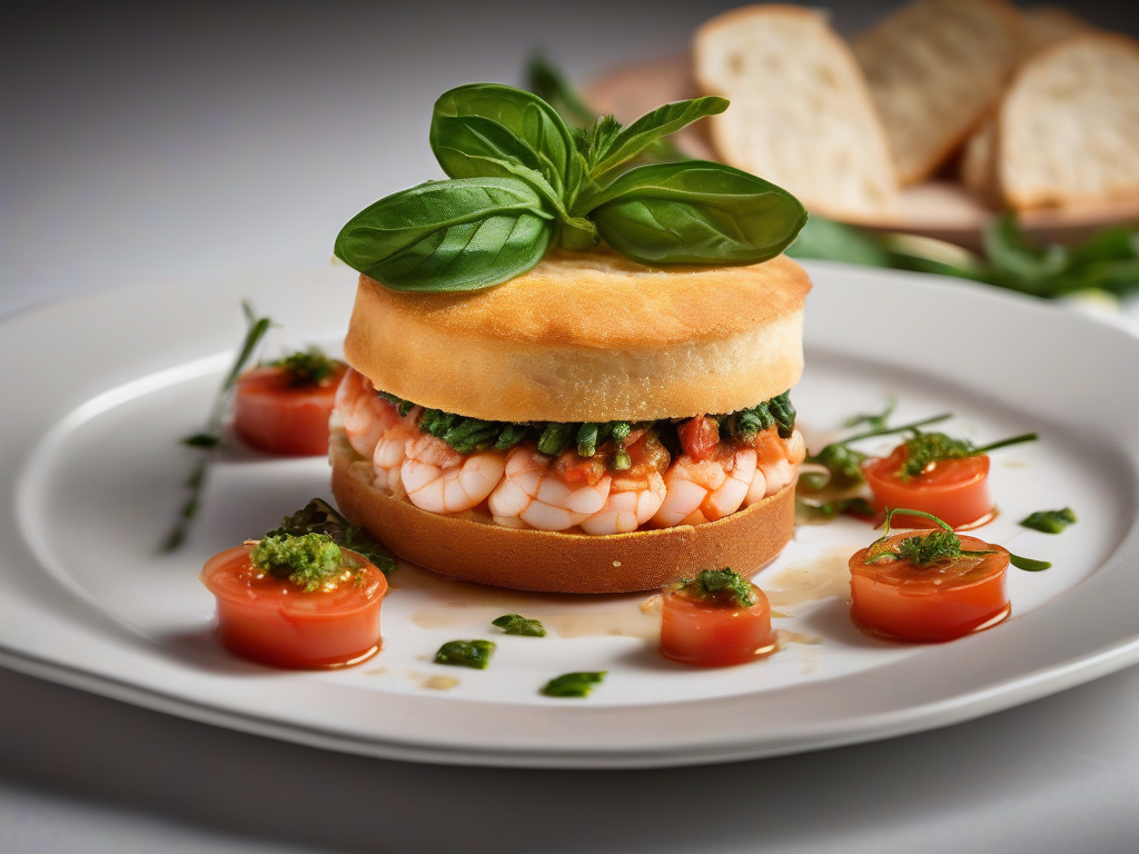 Torta de Camarão com Molho de Tomate e Espinafre