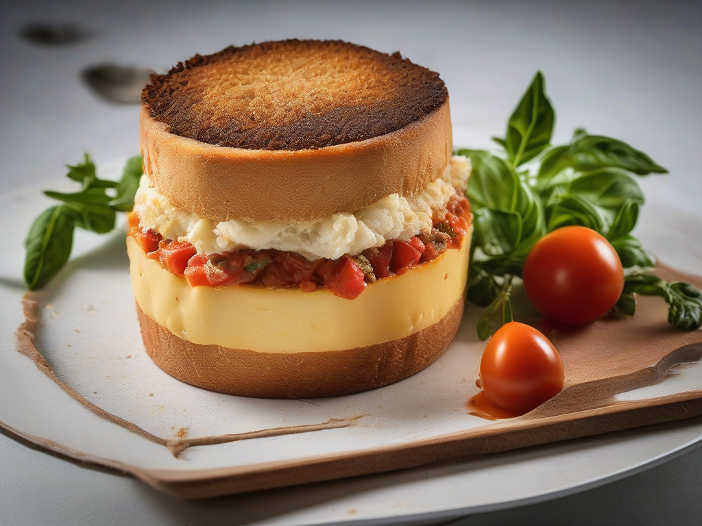 Torta de Milho com Queijo Coalho e Molho de Tomate Mineiro