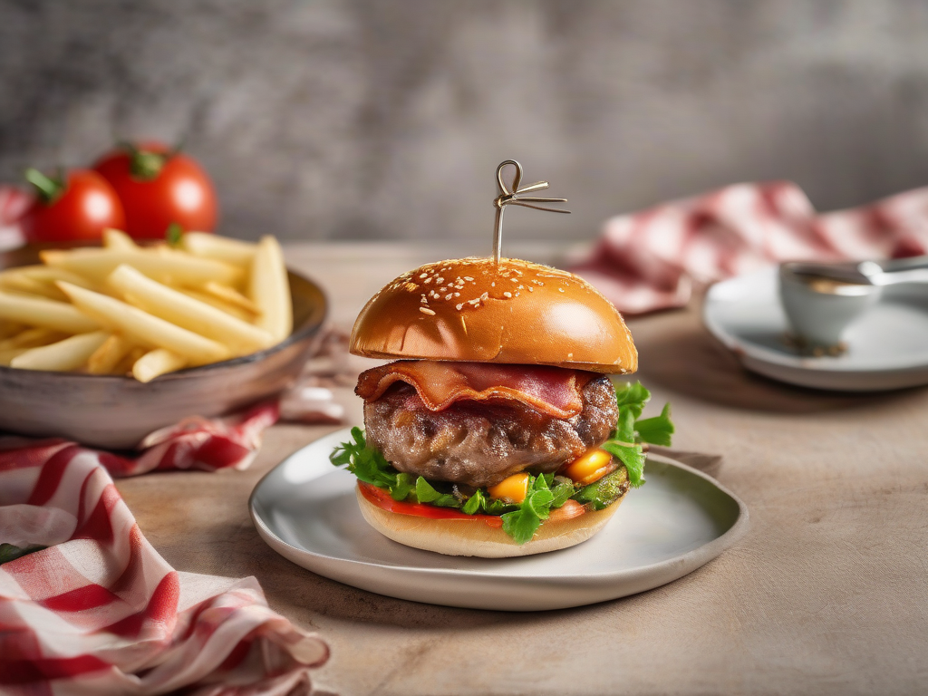 Bacon Cheeseburger com Abobrinha e Pimentão