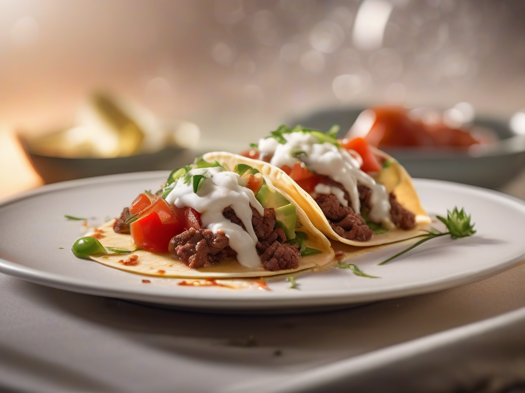 Tacos de Carne com Salsa de Tomate e Queijo