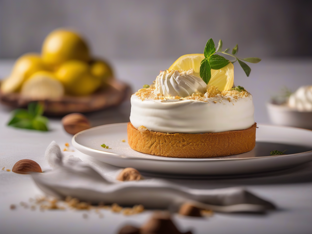 Torta de Limão com Nozes e Creme de Mascarpone