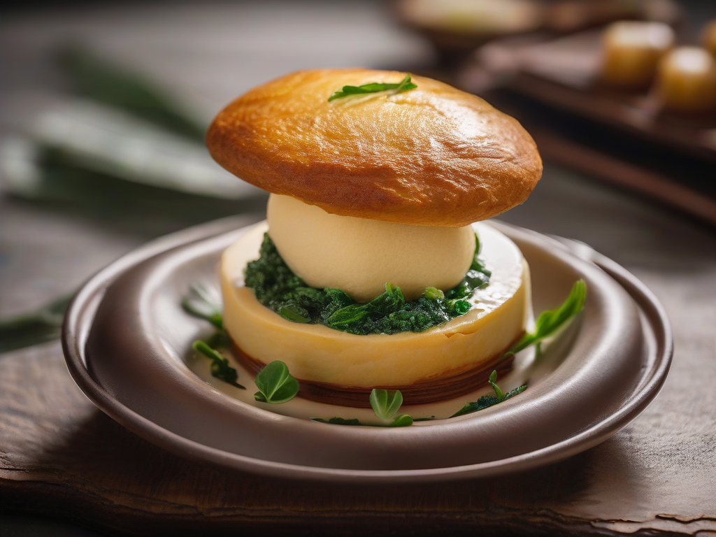 Torta de Queijo e Espinafre com Molho de Calabresa