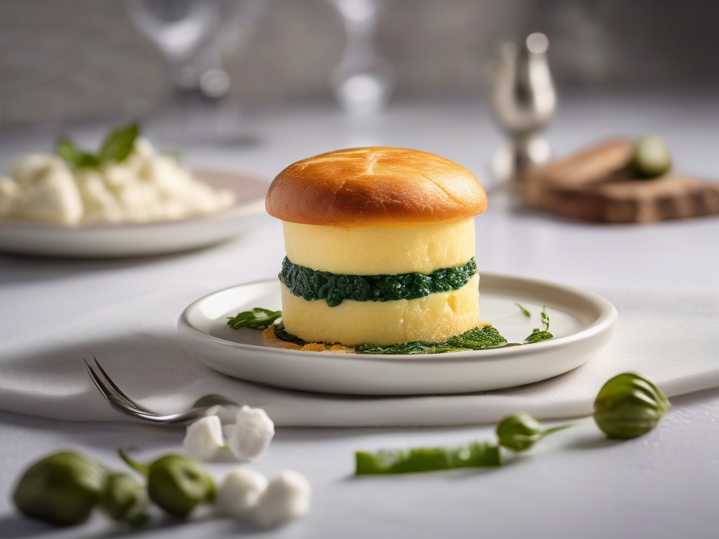 Torta de Queijo e Espinafre com Molho de Calabresa