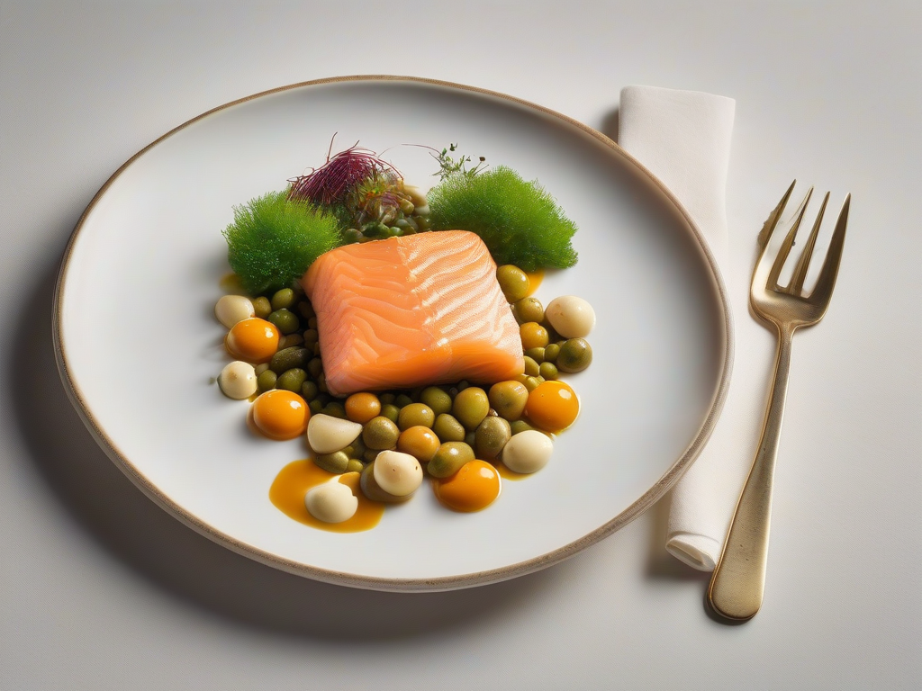 Salmão Grelhado com Legumes e Molho de Mostarda