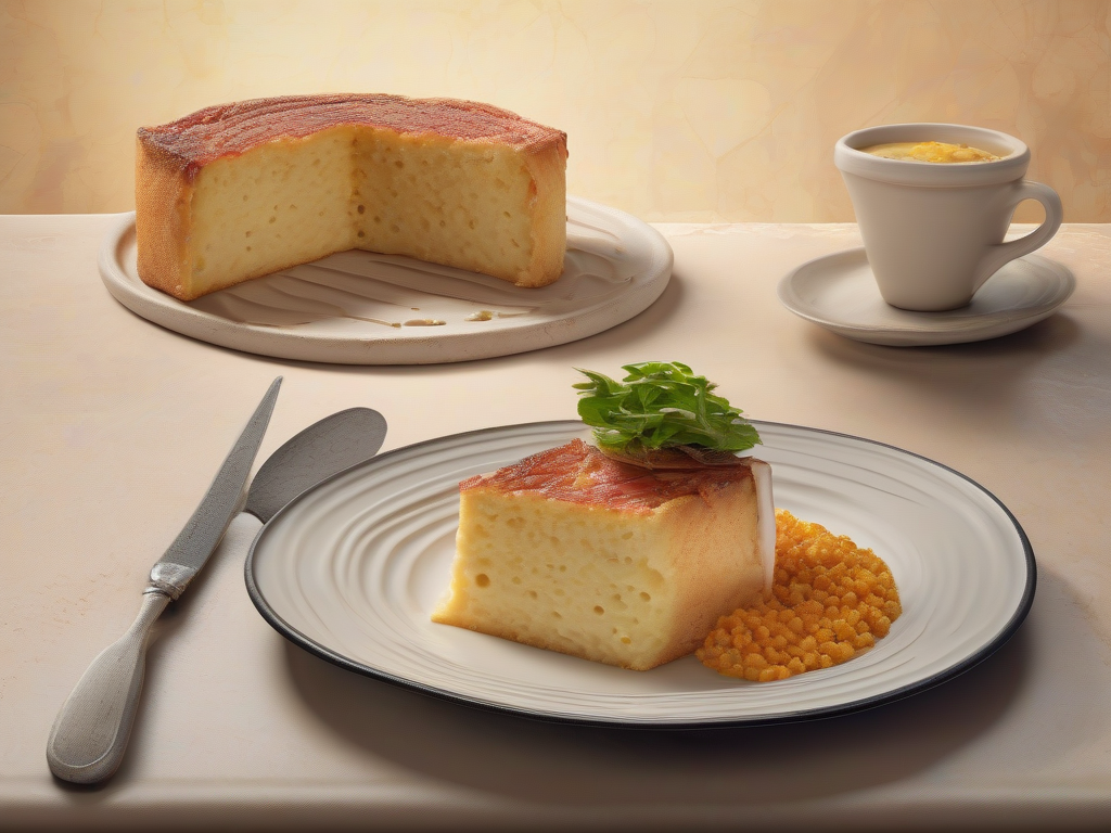 Torta de Milho com Queijo e Bacon ao Molho de Calabresa