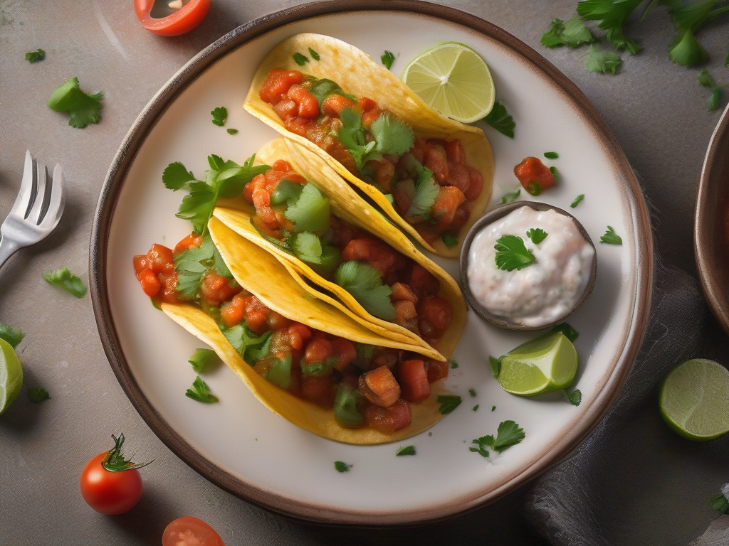 Tacos de Camarão com Salsa de Tomate e Cilantro
