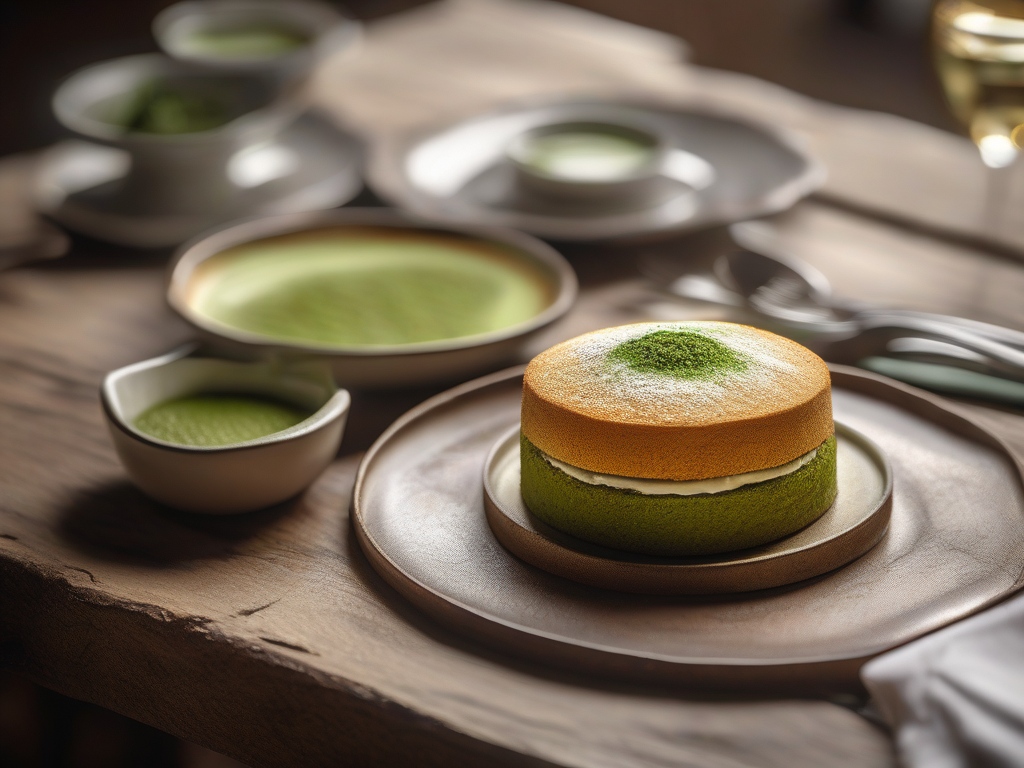 Torta Fina de Ricota com Gengibre e Matcha