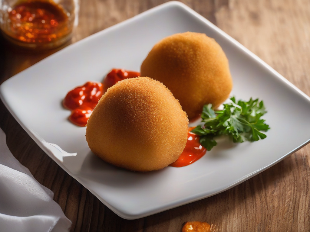 Coxinha de Frango com Molho de Pimenta