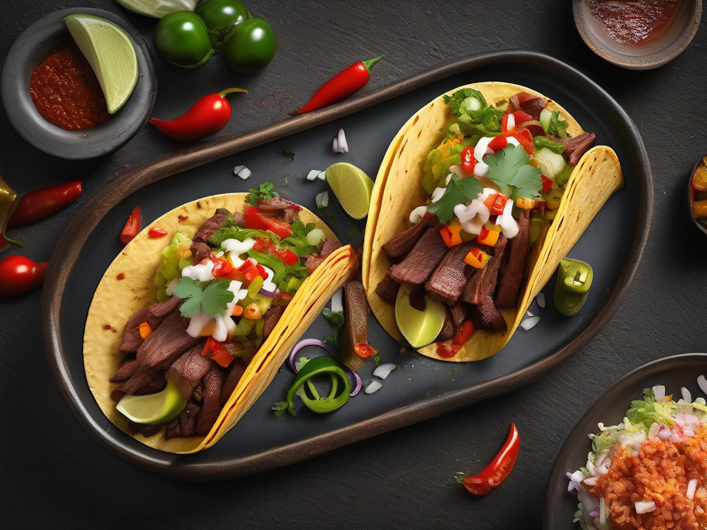 Tacos de Carne com Abobrinha e Pimentão
