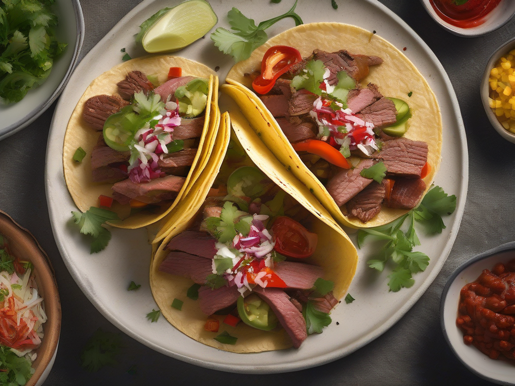 Tacos de Carne com Abobrinha e Pimentão