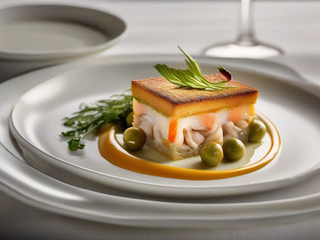Torta Fina de Peixe com Legumes Mediterrânicos e Creme de Leite