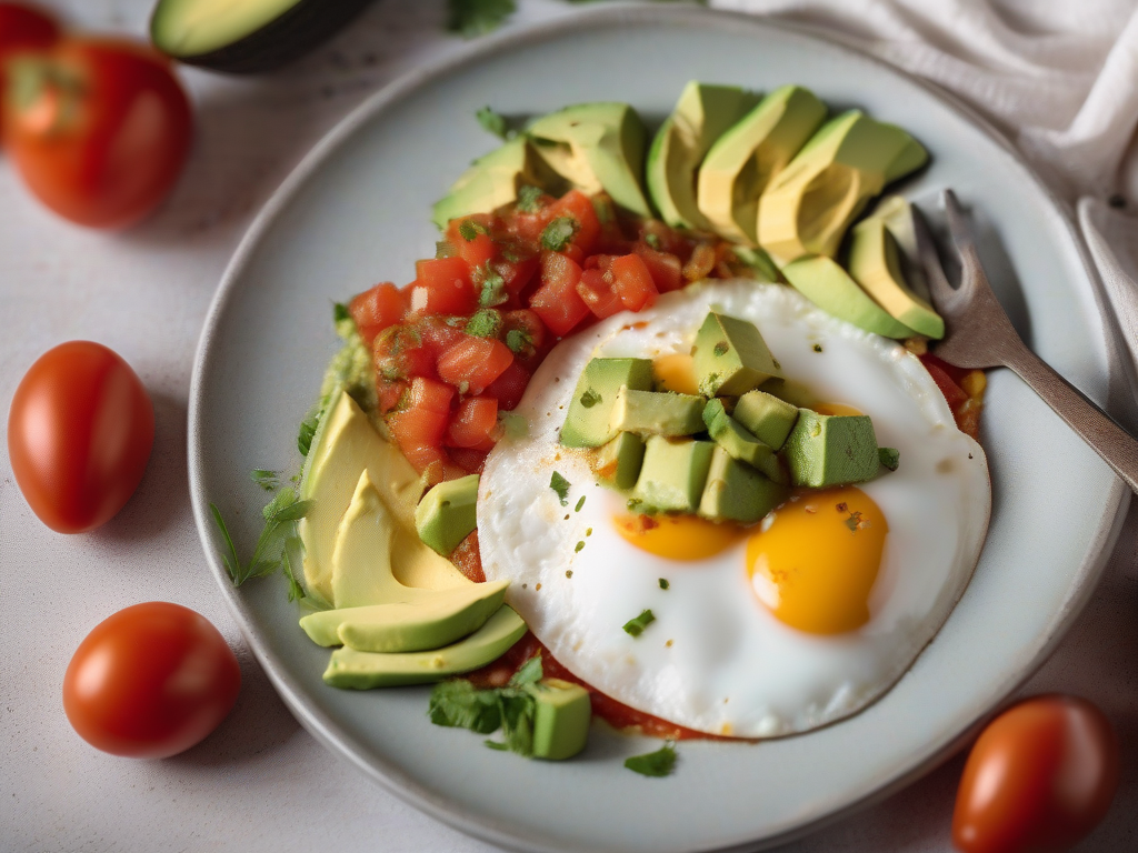Huevos Rancheros com Salsa de Tomate e Avocado