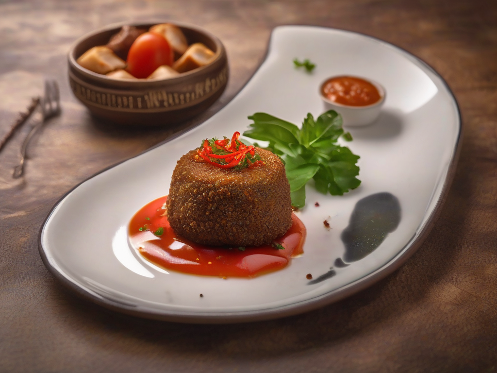 Kibbeh de Carne com Molho de Tomate