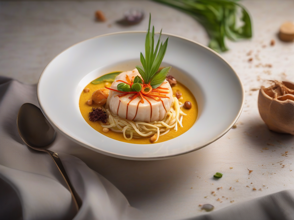 Laksa de Camarão com Coco e Nozes de Castanha