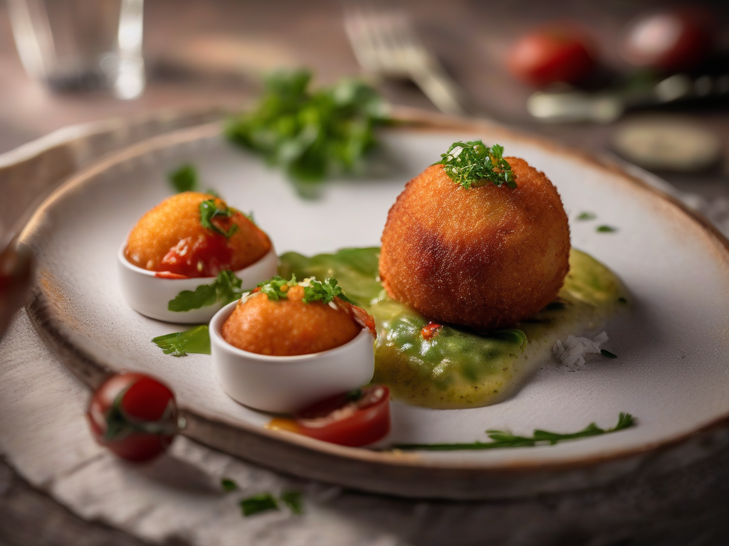 Arancini de Carne com Molho de Tomate